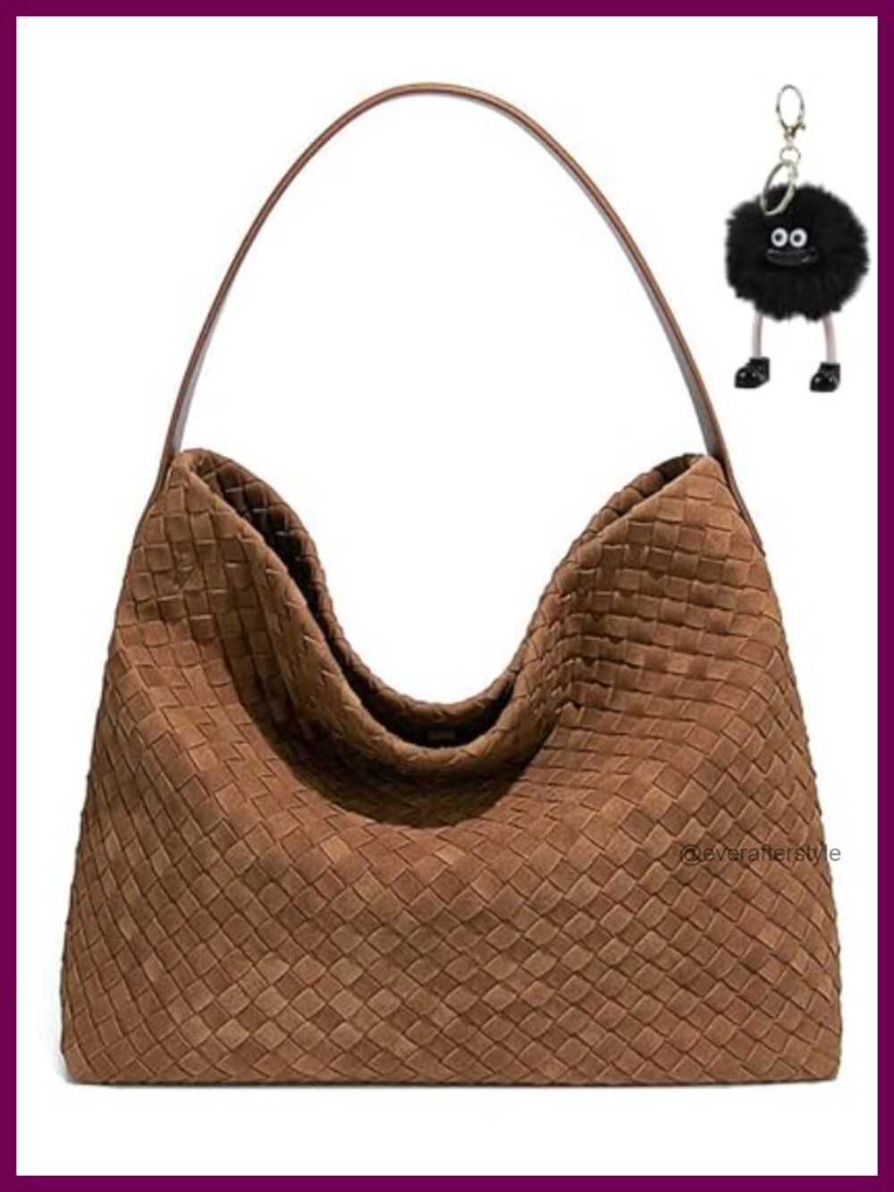 Woven Suede Hobo Bag Soft Slouchy Shoulder Crossbody Tote